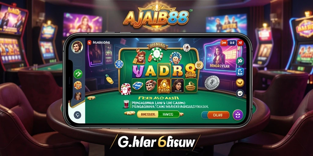 Screenshot gameplay AJAIB88 yang menampilkan suasana kasino yang hidup.