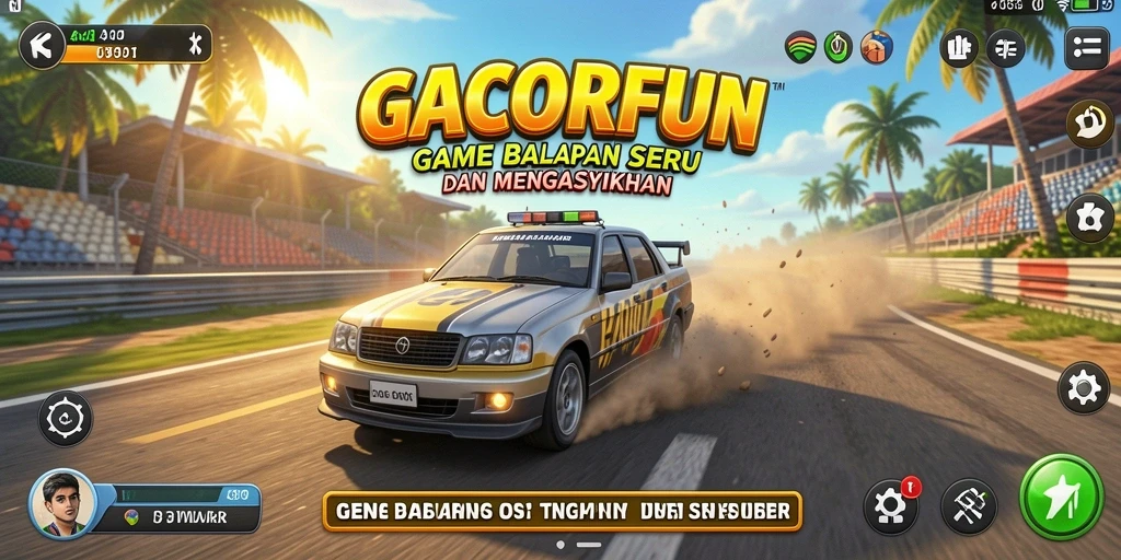 Gameplay seru dan menegangkan di lintasan balap GACORFUN.