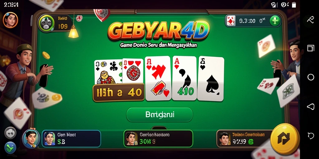 Tampilan menarik dari gameplay GEBYAR4D dalam permainan Domino.