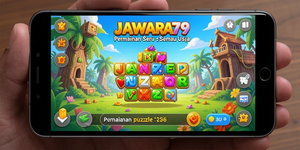 Tampilan gameplay JAWARA79 yang penuh warna dan seru.