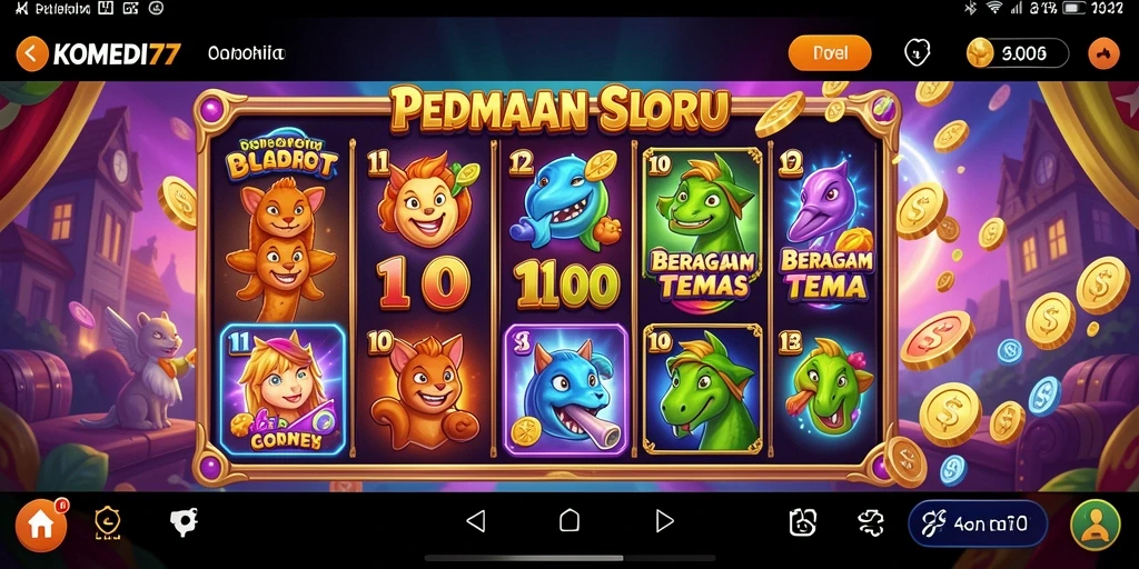 Tampilan gameplay seru dari KOMEDI77 yang penuh warna.
