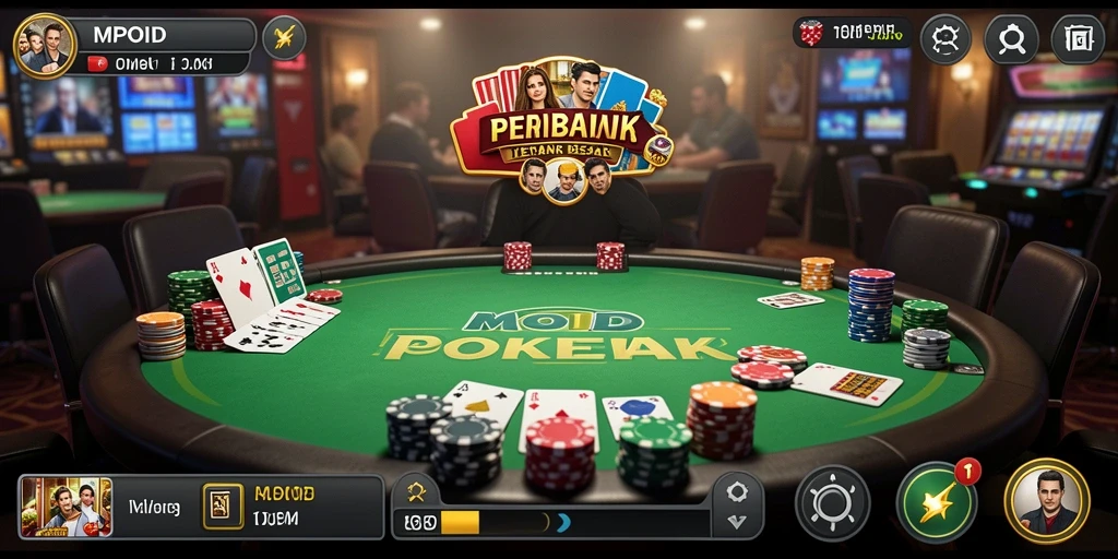 Screenshot MPOID menunjukkan visualisasi gameplay poker yang menarik.
