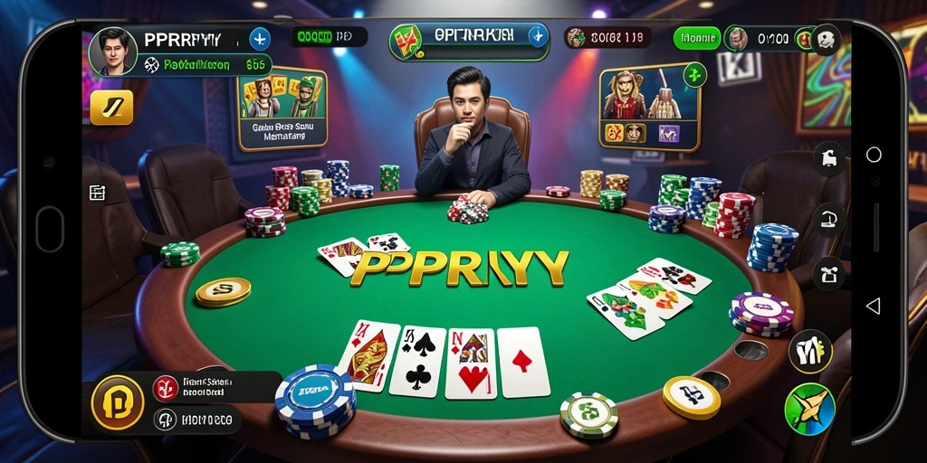 Tangkapan layar utama PPRRYY menunjukkan aksi intens permainan Poker.