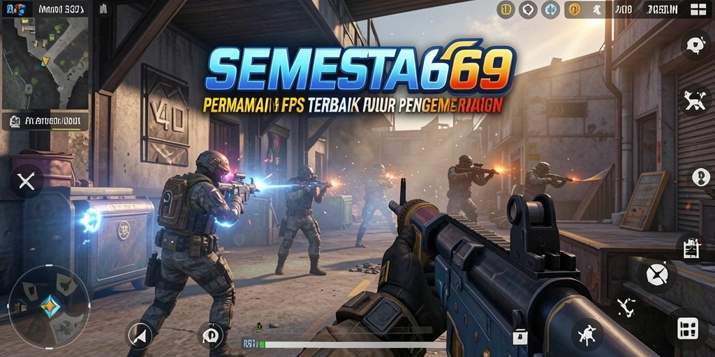 Screenshot SEMESTA69 menampilkan aksi menembak mendebarkan di arena pertempuran.